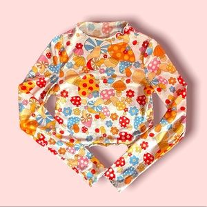 Sheer Mesh Mushroom Crop Top